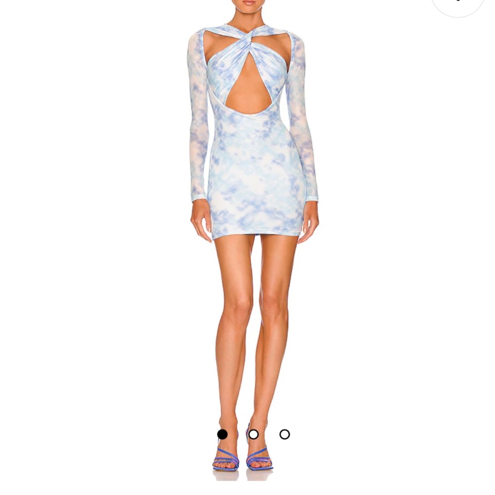 Superdown Nicole New With Tags Medium blue/white dress cutout front poly blend